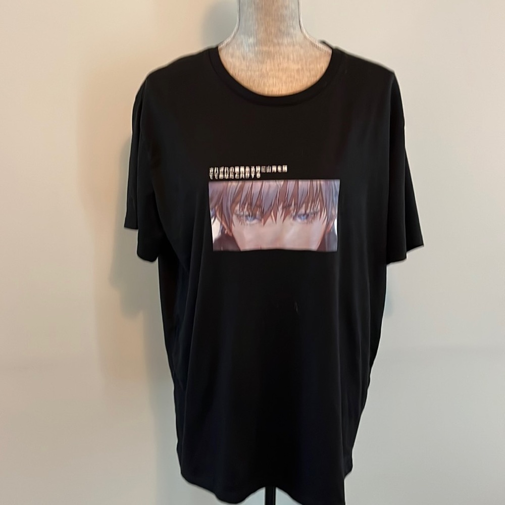 Anime Men Japanese Letter And Figure Graphic Tee black size xxl great condition